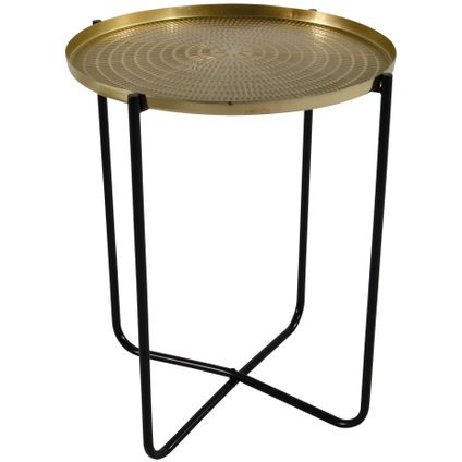 Lesli Living Bijzettafel - rond - metaal - goud met zwart - 50 cm
