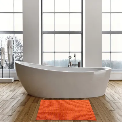 MSV Badkamerkleed/badmat voor op de vloer - oranje - 60 x 90 cm 3