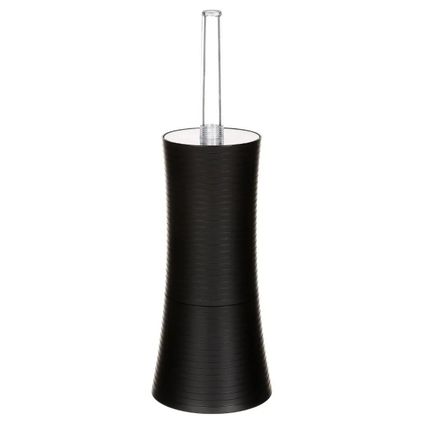 5five Toiletborstel met houder - rond - zwart kunststof - 38 cm