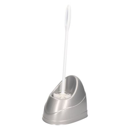 Forte Plastics Toiletborstel - zilverkleurig - met houder - 45 cm