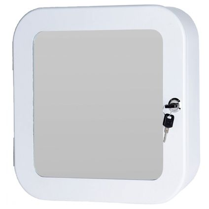 Excellent Houseware Medicijnkastje - wit - met spiegel en slot - 32x32 cm
