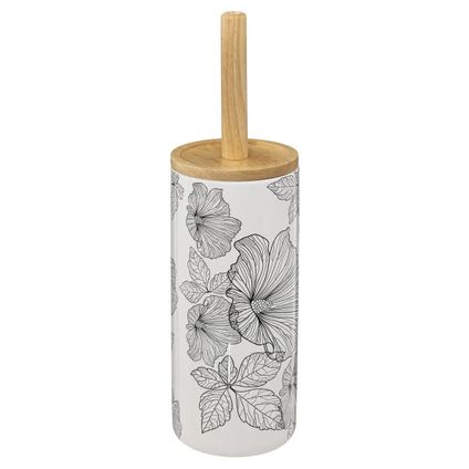 5five Toiletborstel met houder - rond - hibiscus bloemen - 38 cm