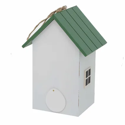 Boltze Vogelhuisje - wit met groen - houten nestkastje - 22 cm 2