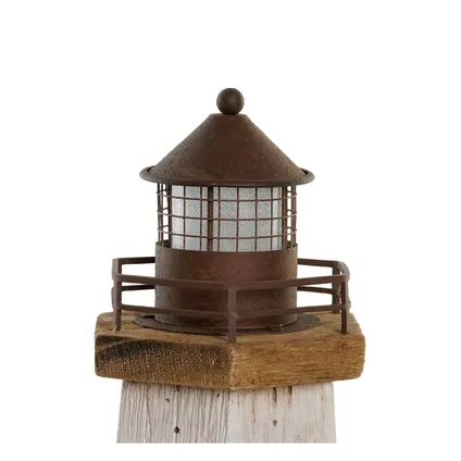 Items Decoratie Maritiem beeld LED Vuurtoren - Hout - 41 cm - wit/hout 2