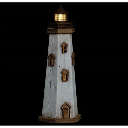 Items Decoratie Maritiem beeld LED Vuurtoren - Hout - 41 cm - wit/hout 3