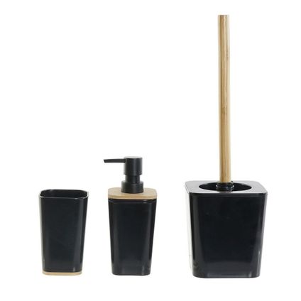 Items Zeeppompje - 3-delig - zwart - bamboe - 14 cm