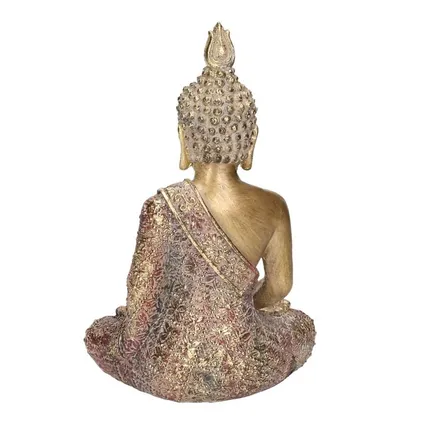 Boeddha beeld - goudkleurig - zittend - polystone - 20 cm 2
