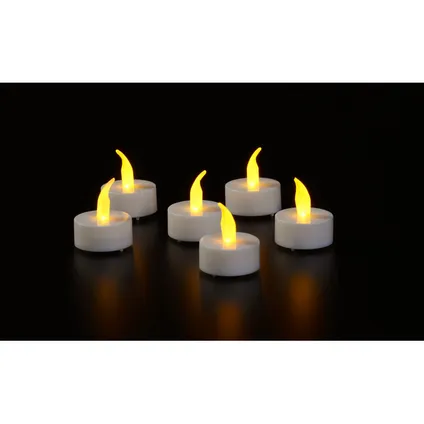 LED theelichtjes/waxinelichtjes/kaarsjes geel vlameffect 6x stuks 2