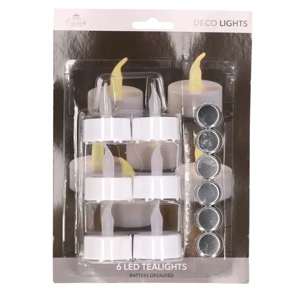 LED theelichtjes/waxinelichtjes/kaarsjes geel vlameffect 6x stuks 3