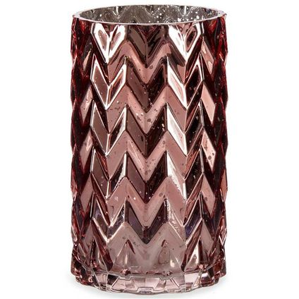 Giftdecor Bloemenvaas - luxe decoratie glas - roze - 11 x 20 cm