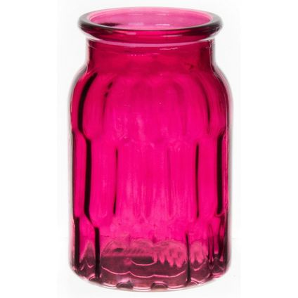 Bellatio Design Vaas klein - fuchsia roze - glas - D10 x H16 cm