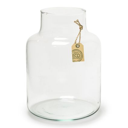 Bellatio design Vaas - transparant - gerecycled glas - 19 x 24 cm