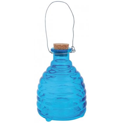 Wespenval - met hengel - blauw - glas - 14 cm