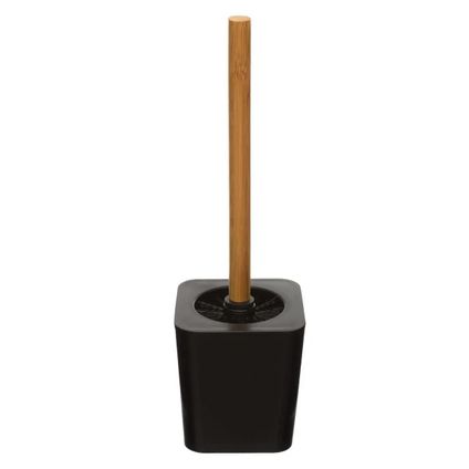 5five Toiletborstel met houder - zwart kunststof bamboe 38 cm