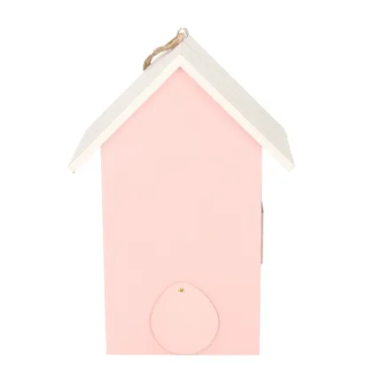 Boltze Vogelhuisje - roze met wit dak - hout nestkastje - 22 cm 3