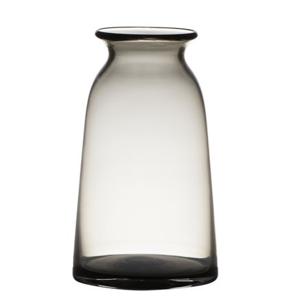 Transparante home-basics grijze glazen vaas/vazen 23.5 x 12.5 cm