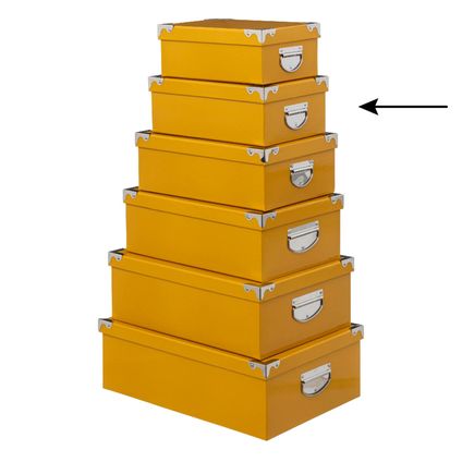 5Five Opbergdoos/box - geel - L32 x B21.5 x H12 cm - Karton