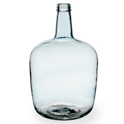 Giftdecor Bloemenvaas - fles - glas - blauw transparant - 22 x 39 cm