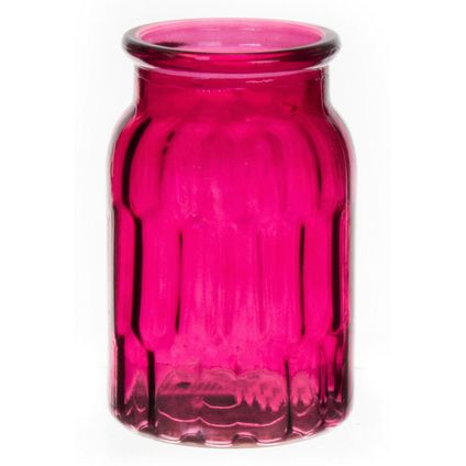Bellatio Design Vaas - fuchsia roze - glas - D12 x H18 cm
