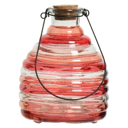 Decoris Wespenvanger - met hengels - rood - glas - D13 x H17 cm
