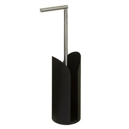 5Five Toiletrolhouder - reservoir - zwart - flexibele stang - 59 cm