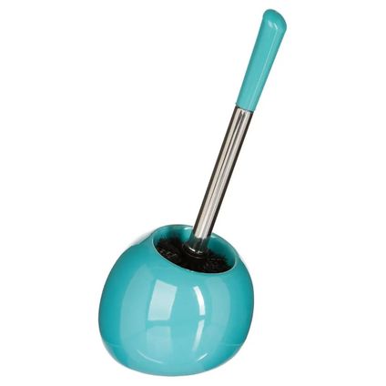 5five Toiletborstel met houder - glans turquoise - keramiek - 36 cm