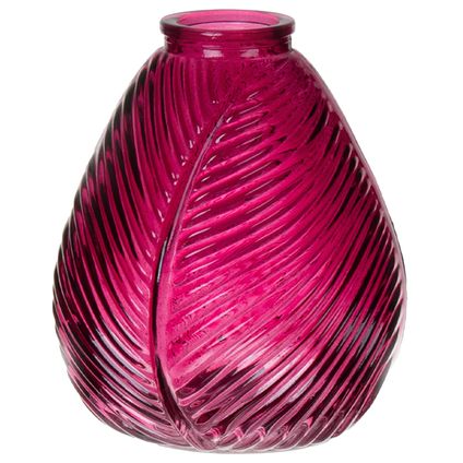 Bellatio Design Vaas - paars transparant glas - D14 x H16 cm