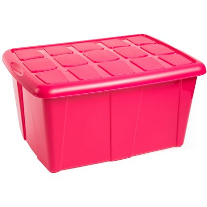 Plasticforte Opbergbox met deksel - Fuchsia roze - 60L - kunststof