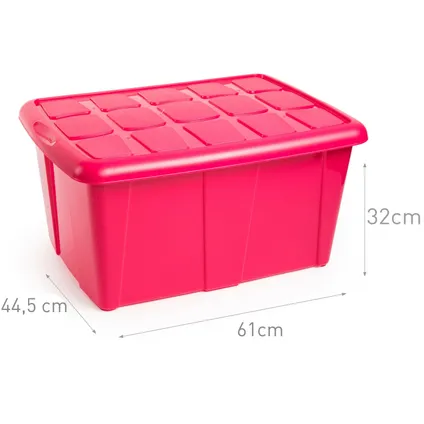 Plasticforte Opbergbox met deksel - Fuchsia roze - 60L - kunststof 2