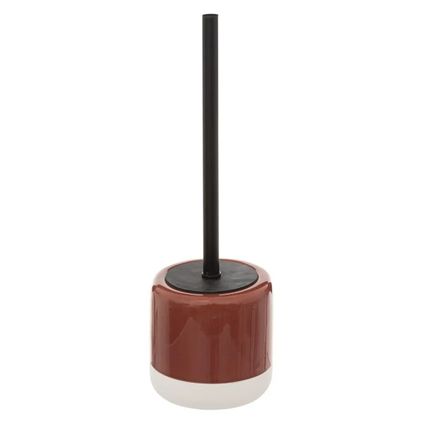 5five Toiletborstel - met houder - rond - rood bruin dolomiet - 37 cm