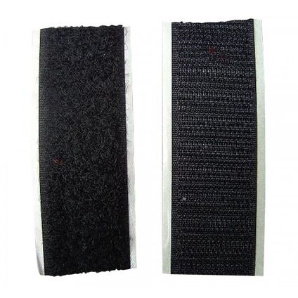 Klittenband - zelfklevend - zwart - 100 cm