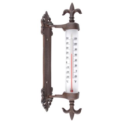 Esschert Design Buitenthermometer - gietijzer - Franse lelies - 29 cm
