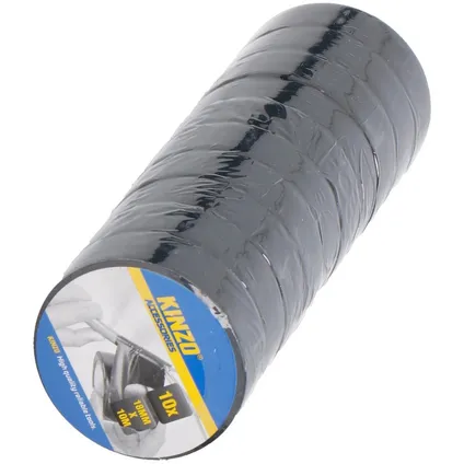 Kinzo Isolatie tape - 10x - zwart - 18 mm x 10 meter 2