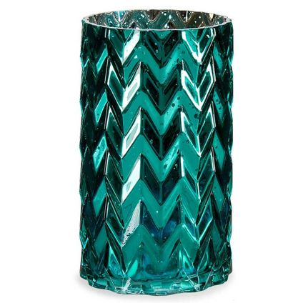 Giftdecor Bloemenvaas - luxe decoratie glas - turquoise - 11 x 20 cm