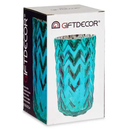Giftdecor Bloemenvaas - luxe decoratie glas - turquoise - 11 x 20 cm 2
