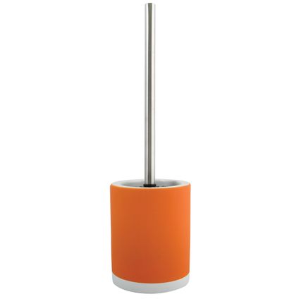 MSV Toilet/wc-borstel houder - keramiek/metaal - oranje - 38 cm