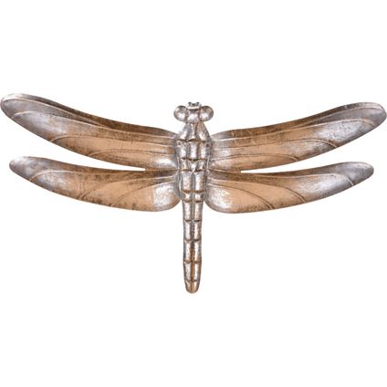 Tuindecoratie Muur libelle - bronskleurig - metaal - 49 cm