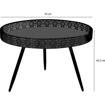 Mica Decorations ronde tafel zwart maat in cm: 45,5 x 70 - Zwart 4