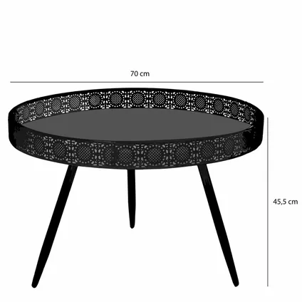 Mica Decorations ronde tafel zwart maat in cm: 45,5 x 70 5