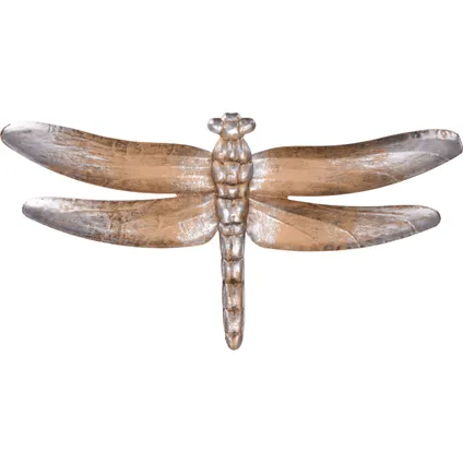 Tuindecoratie Muur libelle - bronskleurig - metaal - 46 cm