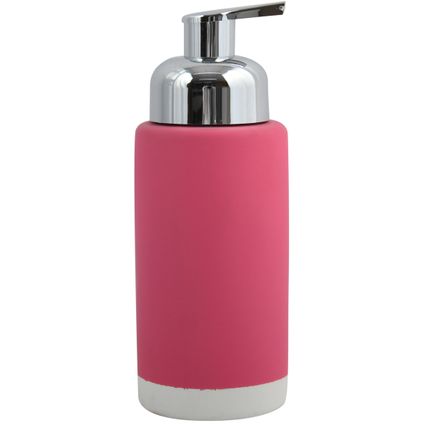 MSV Zeeppompje/dispenser Enzo - keramiek - fuchsia roze/zilver - 18 cm