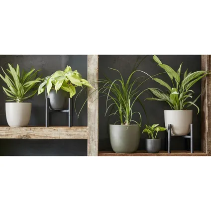 Mica Decorations bloempot plantenstandaard/verhoger - zwart - H16 x B16 3