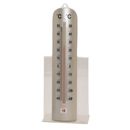 Buitenthermometer - RVS look - 6 x 26 cm - tuin thermometer