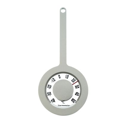 Nature Buitenthermometer - rond - grijs - aluminium - 7,2 x 16 cm