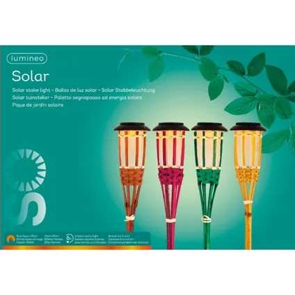 Lumineo Tuinfakkel Bodi - solar - roze - vlameffect - 54 cm 4