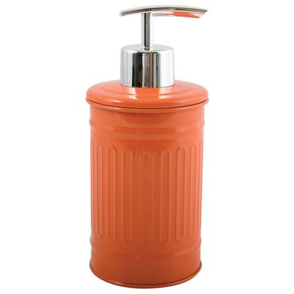 MSV Zeeppompje/dispenser - Industrial - metaal - oranje - 17 cm