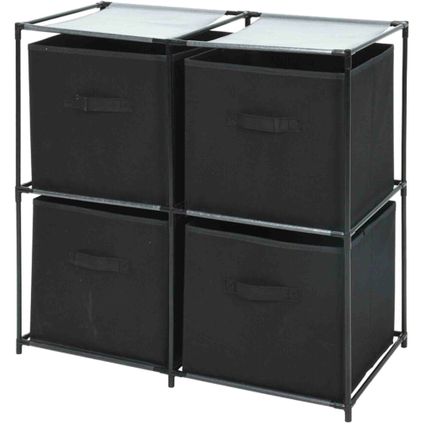 Storage solutions Opbergkast - 4 vakken - zwart - 68 x 35 x 70 cm