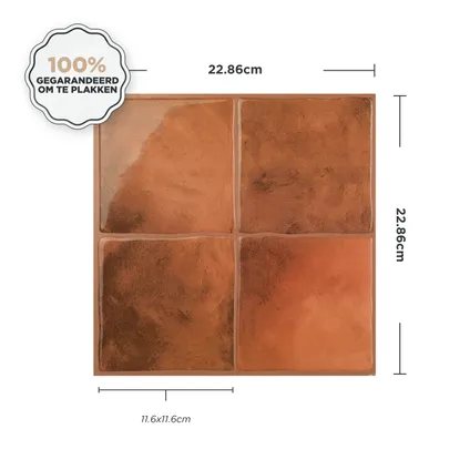 Smart Tiles 4 crédences adhésives Zellige Safi Orange 22.86x22.86cm 6