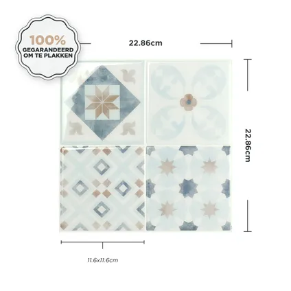 Zelfklevende spatwanden x4, 22.86x22.86cm - Smart Tiles Vintage Parma 5