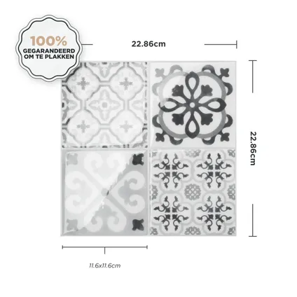 Zelfklevende achterwanden x4, 22.86 x 22.86cm - Smart Tiles Vintage Bartoli 5